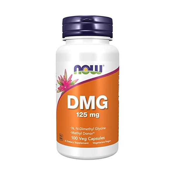 Now Foods, DMG Diméthylglycine , 125 mg, 100 Gélules végétaliennes, Testé en Laboratoire, Glycine, Sans Gluten, Sans Soja,