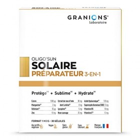 GRANIONS Bronzage, Préparateur gelule 2-EN-1, Complément alimentaire accelerateur bronzage sans soleil, Protège, Formule Enri