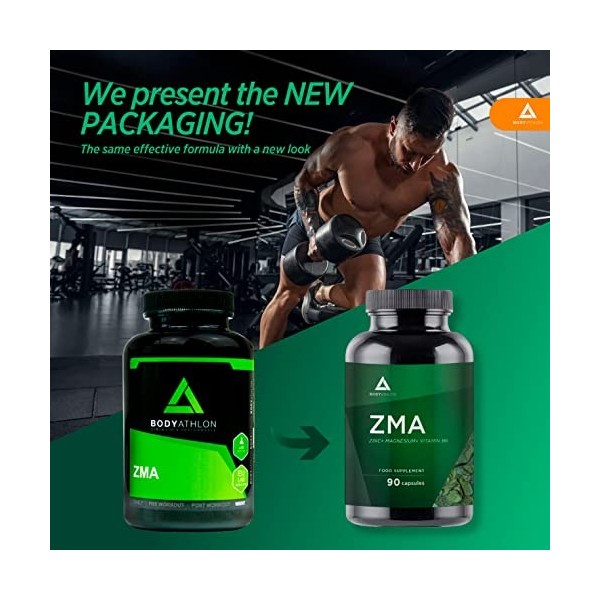 Bodyathlon- ZMA- Zinc Magnésium Vitamine B6– Complément sportif- Récupération musculaire- Prévient la fatigue- Système Immuni