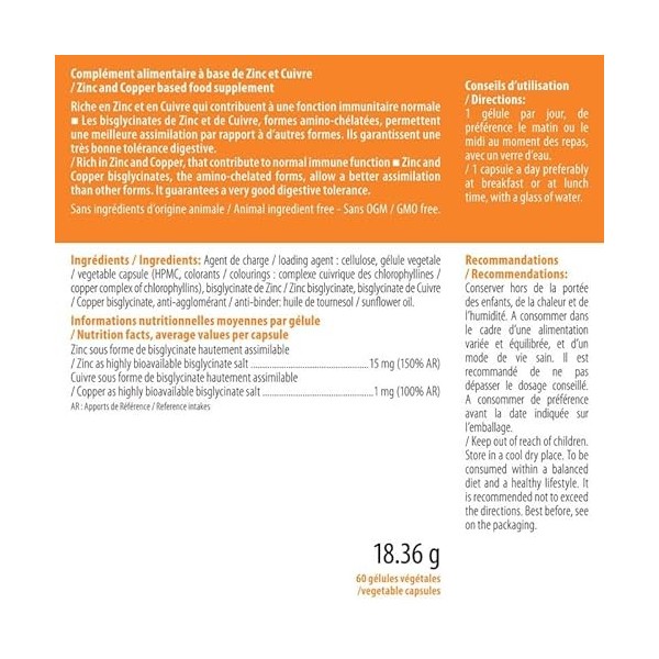 Ineldea Sante Naturelle - SUPLEZINC - Maintien du bon fonctionnement immunitaire - Action antioxydante - Bisglycinates de Zin