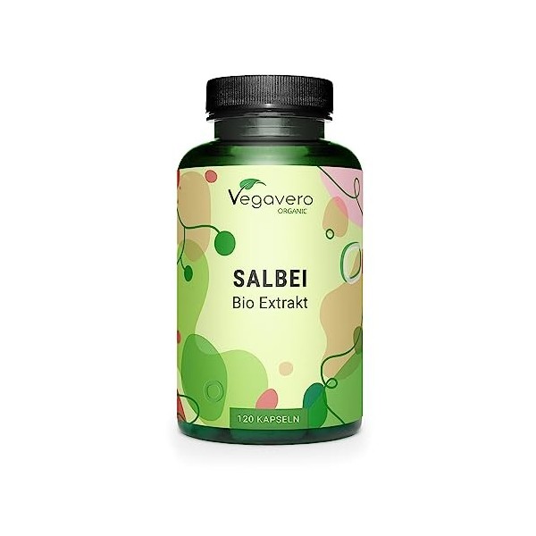 Sauge BIO 500 mg Vegavero® | Extraction FRANCAISE | Avec de l’Acide Rosmarinique | Sans Additifs | Antioxydant Puissant + Ant