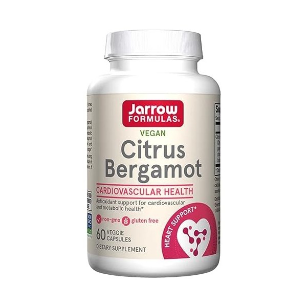 Jarrow Formulas, Citrus Bergamot Bergamote , 500mg, 60 Capsules végétaliennes, Testé en Laboratoire, Sans Soja, Sans Gluten,