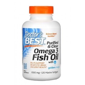 Doctors Best Purified & Clear Omega 3 Huile de poisson de haute qualité testée cliniquement pour soutenir la santé cardiaque