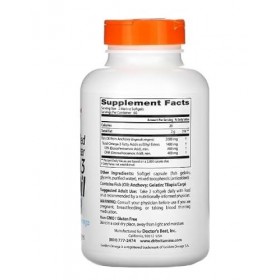 Doctors Best Purified & Clear Omega 3 Huile de poisson de haute qualité testée cliniquement pour soutenir la santé cardiaque