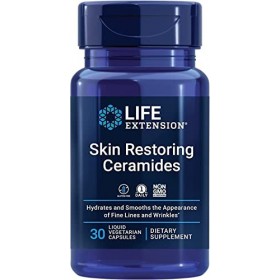 Life Extension, Skin Restoring Phytoceramides, Extrait dHuile de Blé, 30 Capsules Liquides Végétaliennes, Testé en Laboratoi
