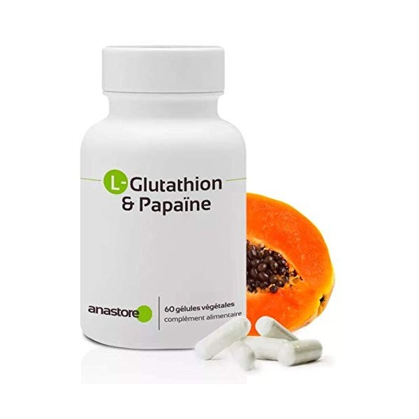 L - Glutathion et Papaïne * 400 mg / 60 gélules * Pureté garantie supérieure à 98 %