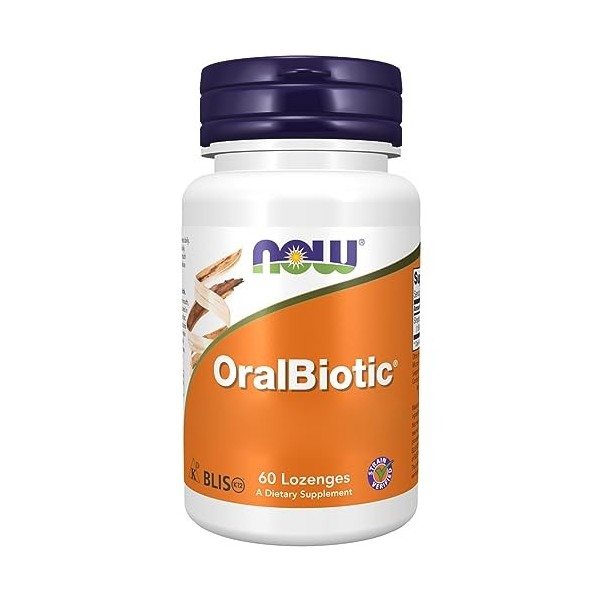 Now Foods, Oralbiotic, avec Streptococcus Salivarius, 60 Pastilles, Testé en Laboratoire, Sans Gluten, Sans OGM, Végétarien, 