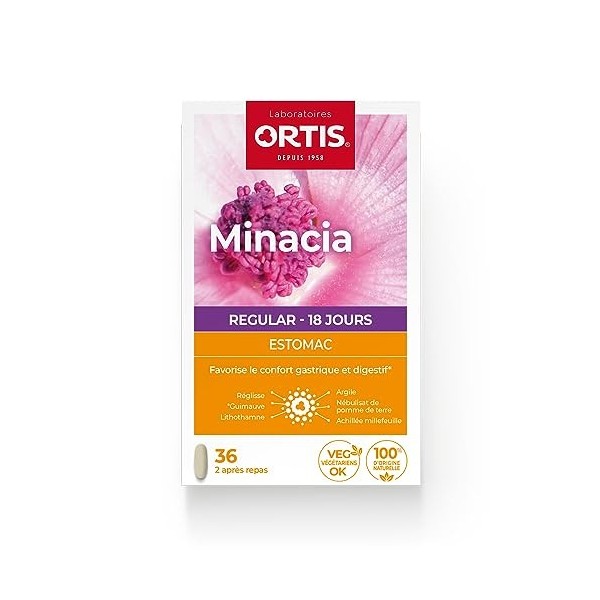 Ortis - Minacia Regular 36 Comprimés - Complément Alimentaire pour Apaiser lEstomac - Confort Gastrique et Digestif - 100% N