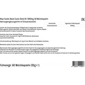 Now Foods, Black cumin Seed Oil Huile de Cumin Noir , 1.000mg, Hautement Dosé, 60 Capsules molles, Testé en Laboratoire, San