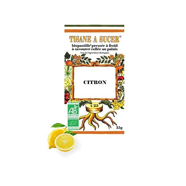 Bio Pastilles Tisane à Sucer Citron Bio - 15g - 25 pastilles