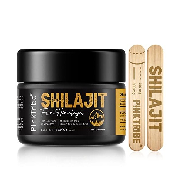 Shilajit, Pure Shilajit Resin 30g, Riche en Acide Fulvique et Oligo-éléments, Végétalien, Système Immunitaire et Booster de V