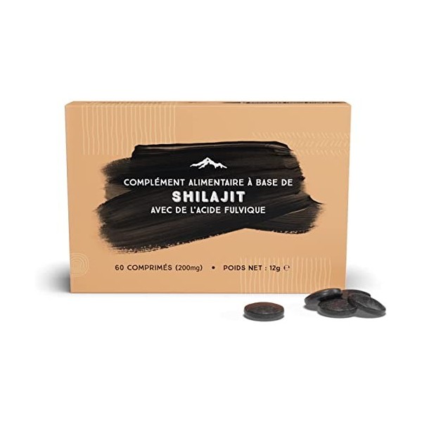 Comprimés Shilajit purs avec acide fulvique, 60 unités/approvisionnement de 2 mois 12 g , 100% Shilajit sibérien dorigine, 