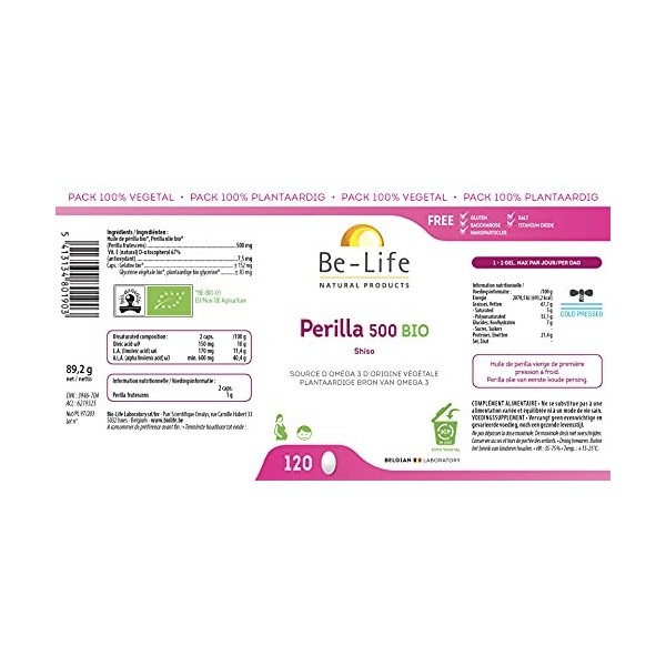 Be-Life - Perilla Bio 500-120 caps