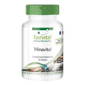Fairvital | Minavital VEGAN - multiminéraux et oligo-éléments avec 300mg calcium, 100mg Magnesium, 15mg zinc, 200μg chrome, 1