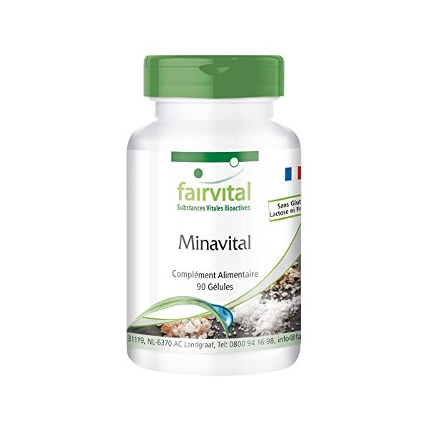 Fairvital | Minavital VEGAN - multiminéraux et oligo-éléments avec 300mg calcium, 100mg Magnesium, 15mg zinc, 200μg chrome, 1