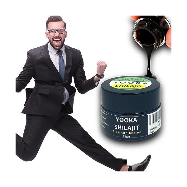 YOOKA Résine Shilajit ARTISANALE 15grs. Testé en laboratoire garantissant +85 minéraux, acide fulvique, acide humique, oligo-