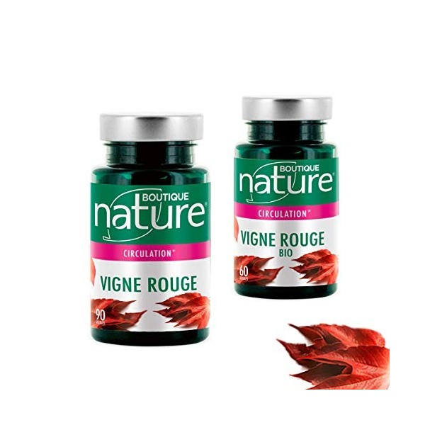 Boutique Nature - Complément Alimentaire - Vigne Rouge BIO - 90 Gélules Végétales - Participe à retrouver une sensation de ja