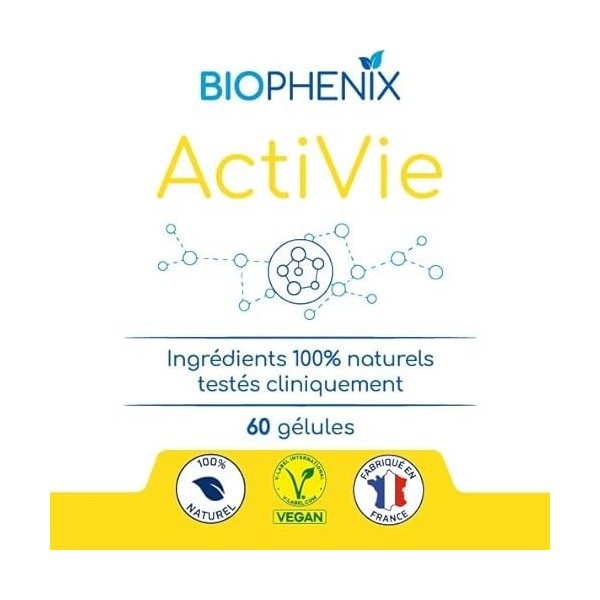 Biophénix ActiVie 60 gélules - Complément alimentaire 100% naturel et vegan à base de végétaux - Concentré de flavonoïdes - V