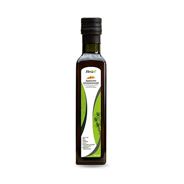 HerbBio Egyptian black cumin oil, 250 ml, filtered, gently cold pressed in raw food quality, 100% natural and natural, fresh 