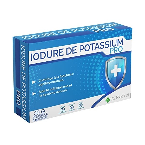 Ioduro de Potassium Rayonnements | Iodio en Comprimés Complémentaire | Vs Medical Ioduro de Potassium Pro | 100% Fabriqué en 