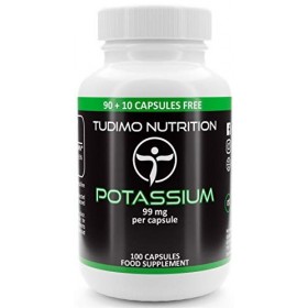 Potassium Complement Alimentaire 99mg - 100 Capsules à Désintégration Rapide, Chacune avec 99 mg Gluconate de Potassium et de
