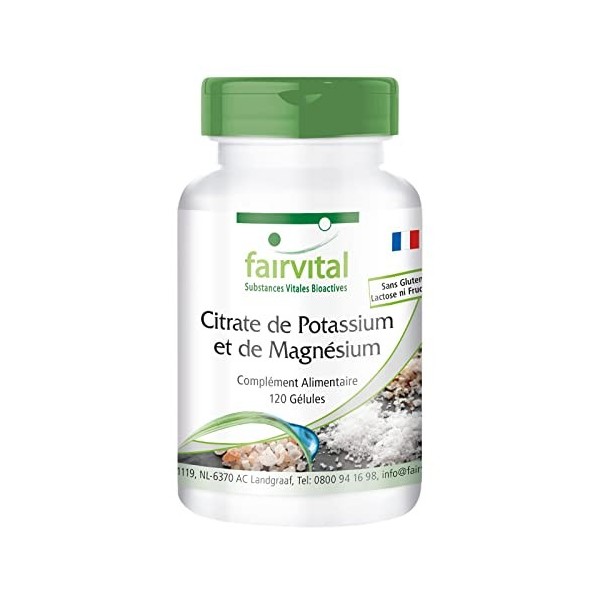 Fairvital | Citrate Potassium Magnésium - Fortement dosé - avec 900mg de Potassium et 240 mg de Magnésium par dose journalièr
