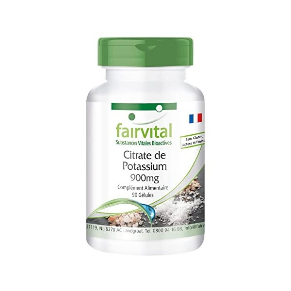 Fairvital | Potassium VEGAN - Fortement dosé - 90 gélules - 300 mg de potassium par gélule