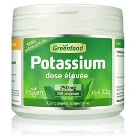 Greenfood Potassium, 250 mg, 360 comprimés – fonctionnement normal du système nerveux, fonction musculaire normale, maintien 
