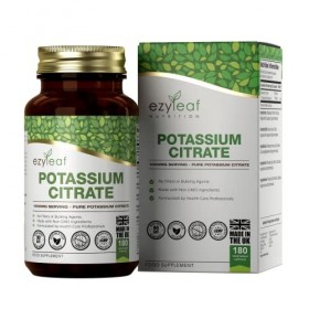 Ezyleaf Citrate de Potassium | 180 Capsules de Potassium à Haute Teneur - 1000mg de Potassium Citrate par Portion | Pas de ch