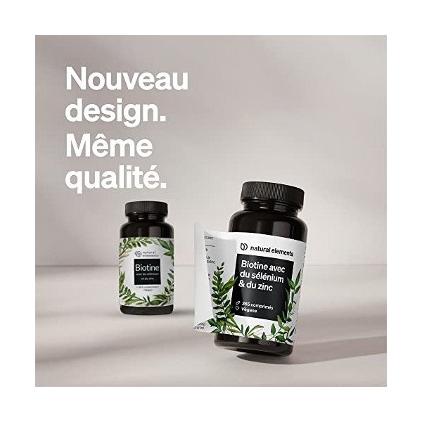 Biotine 1000 μg – Zinc 10mg avec Sélénium 55 μg – 365 Comprimés pour pousse cheveux 1 an dapprovisionnement – Favorise la 