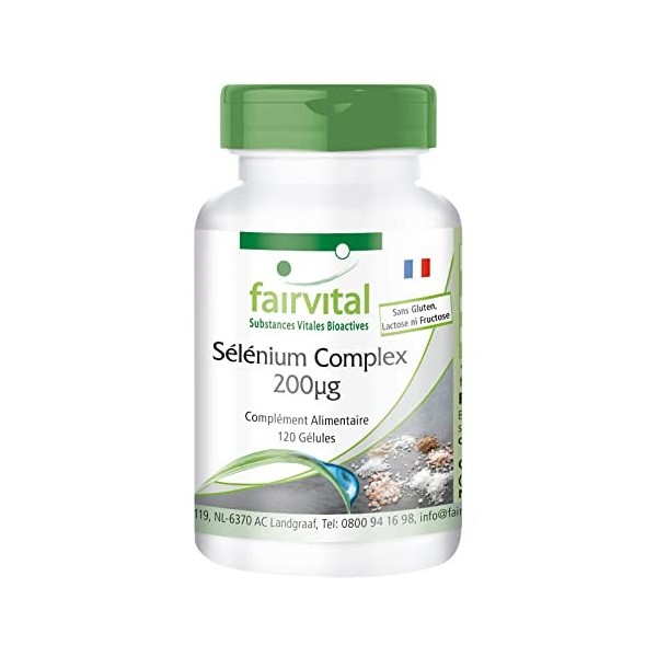 Fairvital | Sélénium Complexe 200µg - 120 gélules pour 4 mois - sélénométhionine, levure de sélénium et sélénite de sodium - 