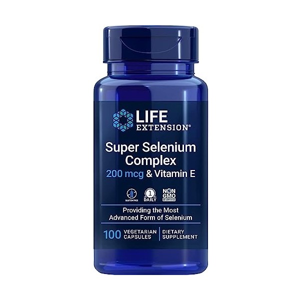 Life Extension, Selenium Complex & Vitamine E Complexe de Sélénium , 100 Capsules végétaliennes, Testé en Laboratoire, Sans 