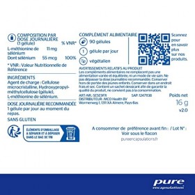 Pure Encapsulations - Sélénium 55 - L-Méthionine de Sélénium - Oligo-Élément & Antioxydant - Aide au Fonctionnement Normal du