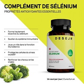 DESEJR Comprimés de Sélénium - 365 Comprimés 1 An , Dosage Élevé, Sans Additifs - Soutient le Système Immunitaire et la Fonc
