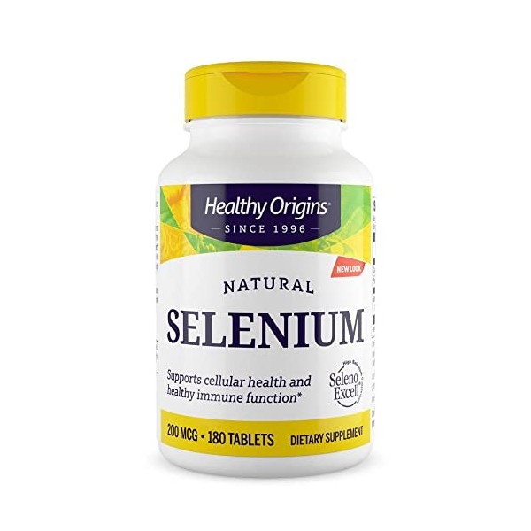 Healthy Origins, Natural Selenium, 200 mcg, 180 Comprimés végétaliens, Testé en Laboratoire, Sans Gluten, Sans Soja, Végétari