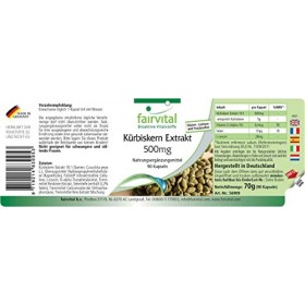 Fairvital | Extrait de pépins de citrouille 500 mg - 90 gélules - 10 fois plus concentré avec sélénium et vitamine E - hautem