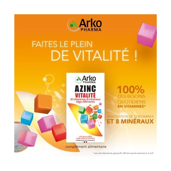 Azinc® Vitalité - Réduit la fatigue due au surmenage, soutient les performances intellectuelles, dès 15 ans - 120 gélules