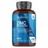 Zinc Bisglycinate - 400 Comprimés Vegan - 1 Comprimé 25mg Tous Les 2 jours - Contribue Fonctionnement Normal Système Immunita