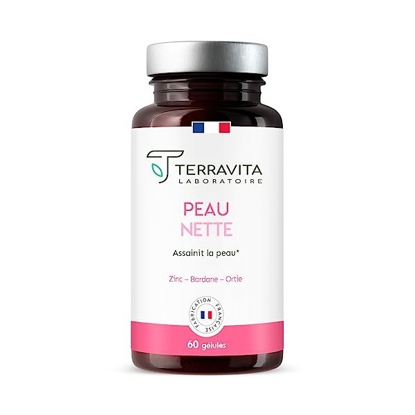 PEAU NETTE | Zinc Bisglycinate 10mg + Bardane + Biotine + Propolis | Action Détox Anti Acné & Points Noirs | Régule la Produc