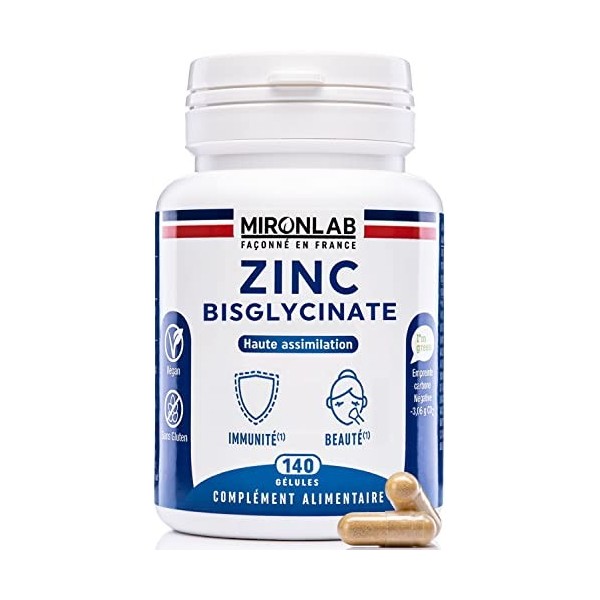 ZINC Bisglycinate Naturel 40mg | + Vitamines B2 B3 B6 | Dosage Optimal & Haute Assimilation Testés | 140 Gélules | 5 mois de 