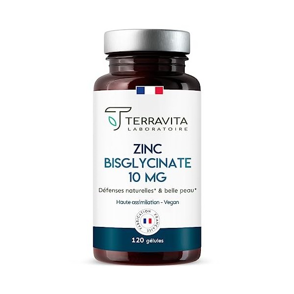 ZINC Bisglycinate Pur | Complément Alimentaire Zinc Breveté TRAACS | Assimilation Supérieure au Zinc Citrate et Gluconate +4