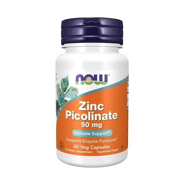 Now Foods, Zinc Picolinate, 50mg, Hautement Dosé, 1 Capsule tous les 2 Jours, 60 Capsules végétaliennes, Testé en Laboratoire