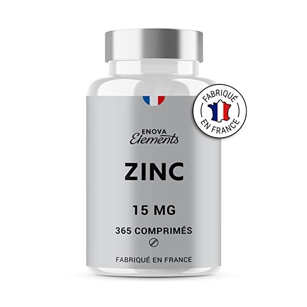 ZINC 15MG - 1 an d’Approvisionnement 365 Comprimés - Immunité, Cheveux, Peau, Ongles, Fonctions Cognitives - Complement alime