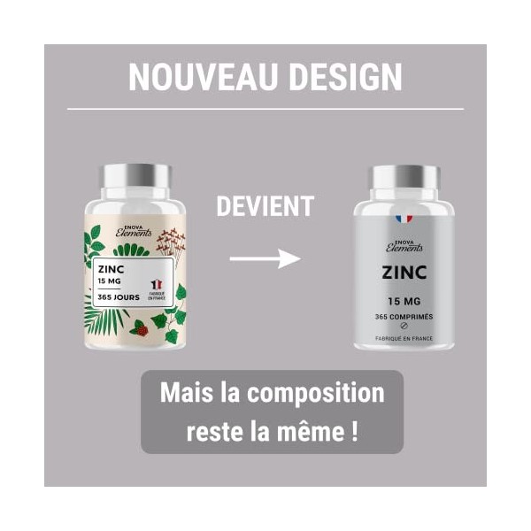 ZINC 15MG - 1 an d’Approvisionnement 365 Comprimés - Immunité, Cheveux, Peau, Ongles, Fonctions Cognitives - Complement alime