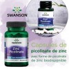 Swanson, Zinc Picolinate Picolinate de Zinc , avec 22mg de Zinc Élémentaire, 60 Capsules, Hautement Dosé, Testé en Laboratoi