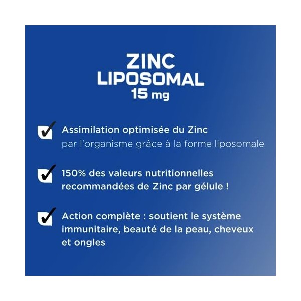 Forté Pharma – Zinc Liposomal 15mg | Complément Alimentaire Peau, Défenses immunitaires, Anti fatigue, Beauté cheveux et ongl