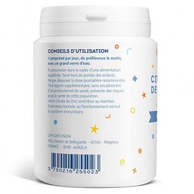 Citrate de Zinc - 15 mg - 200 comprimés - Peau - Système Immunitaire - GPH Diffusion