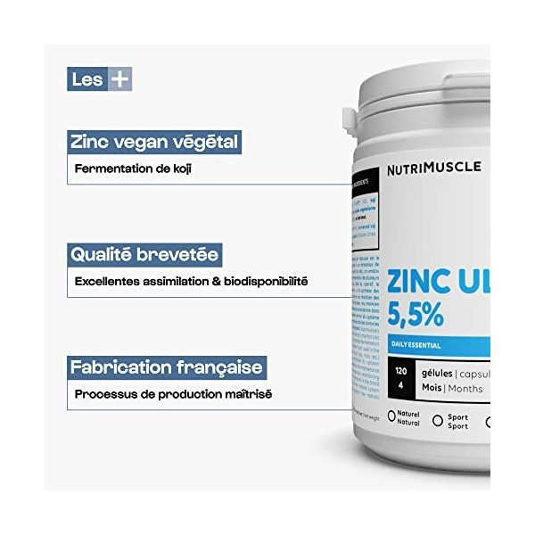 Zinc Ultimine 100% Pur | Zinc fermenté vegan • Assimilation exceptionnelle • Forme brevetée • 5,5% de concentration • Immunit