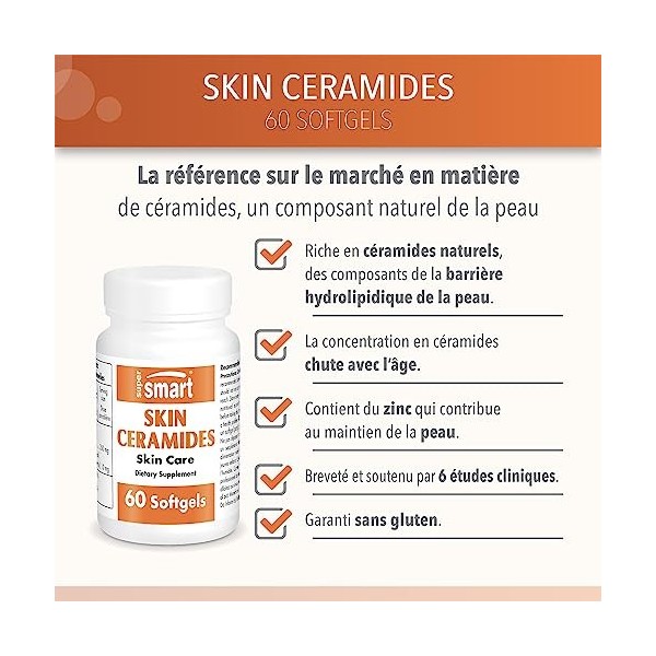 Skin Ceramides - Lipowheat™ - Aide à Améliorer l’État Général de la Peau Éclat, Hydratation, Elasticité, Rides - Contient d