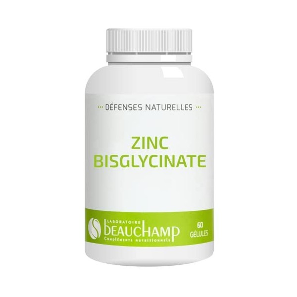 Laboratoire Beauchamp - Complément alimentaire ZINC BISGLYCINATE - 60 gélules - Immunité et peau sans imperfections - Haute a